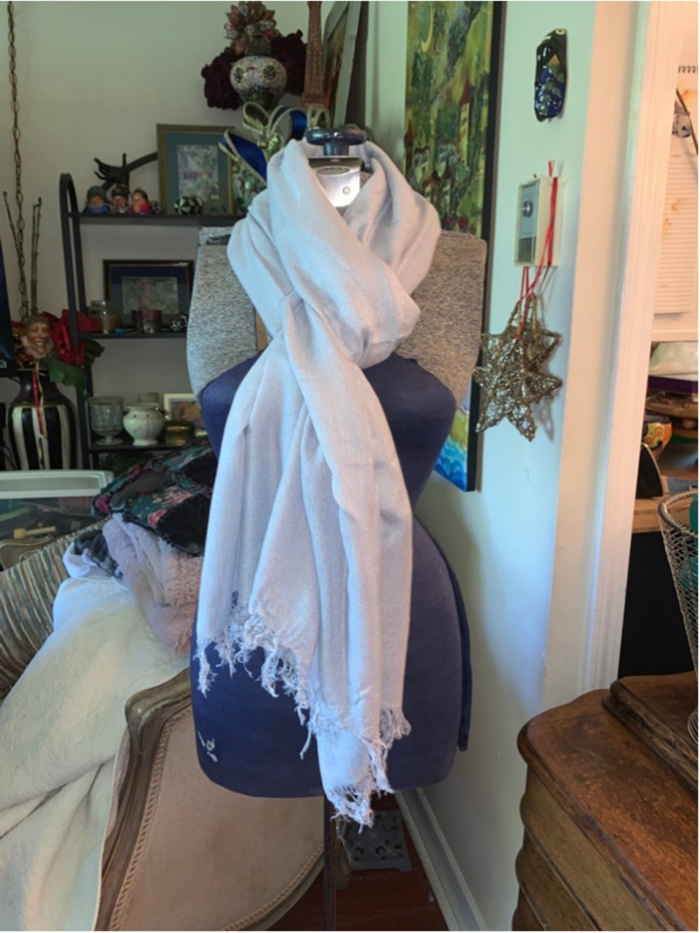 Women's Light Gray Bamboo Scarf & Wrap One Size